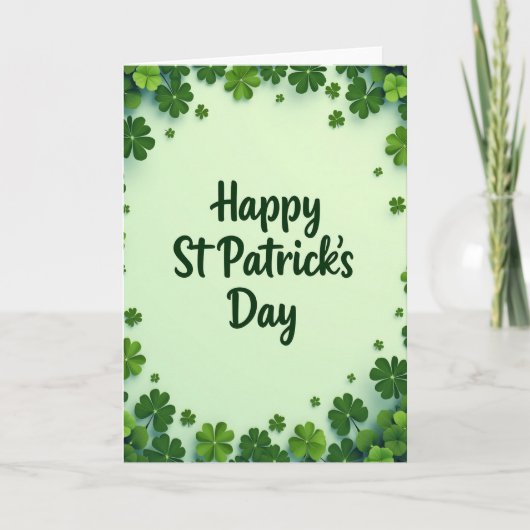 St Patricks Day Clover Card Kaart (Voorkant)