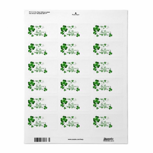 St. Patricks Day Clover Etiket (Full Sheet)
