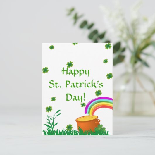 St. Patrick's Day Clover Golden Pot Briefkaart (Staand voorkant)