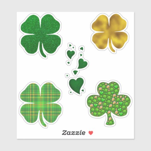 St. Patrick's Day Clover Hearts Shamrock Sticker (Vel)