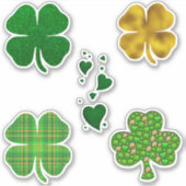 St. Patrick's Day Clover Hearts Shamrock Sticker (Voorkant)