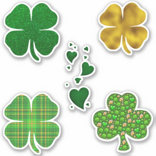 St. Patrick's Day Clover Hearts Shamrock Sticker (Voorkant)