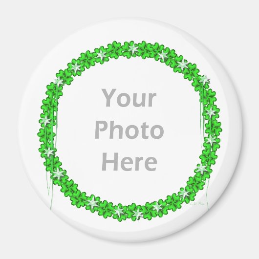 St. Patricks Day Clover Stars (ronde foto lijst) Magneet (Voorkant)