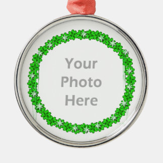 St. Patricks Day Clover Stars (ronde foto lijst) Metalen Ornament
