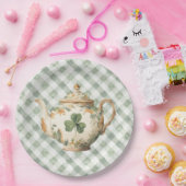  St Patrick's Day Clover Tea Pot Papieren Bordje (Feest)