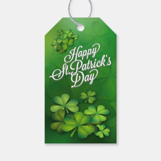 St Patrick's Day - Clovers/Shamrocks Cadeaulabel (Voorkant)