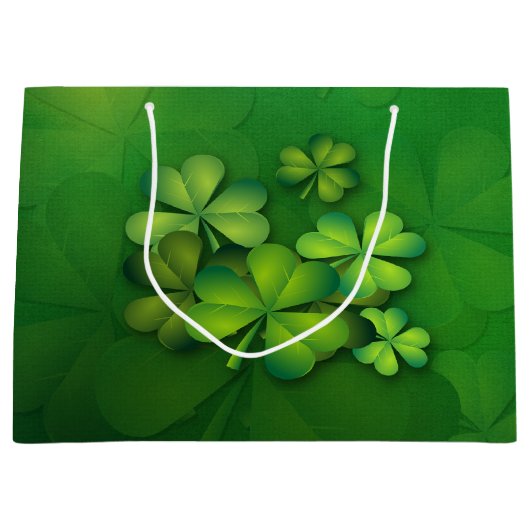 St Patrick's Day - Clovers/Shamrocks Large Cadeautasje (Voorkant)