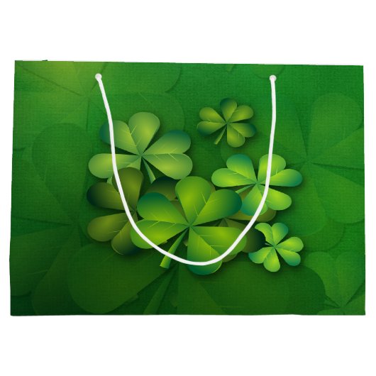 St Patrick's Day - Clovers/Shamrocks Large Cadeautasje (Achterkant)