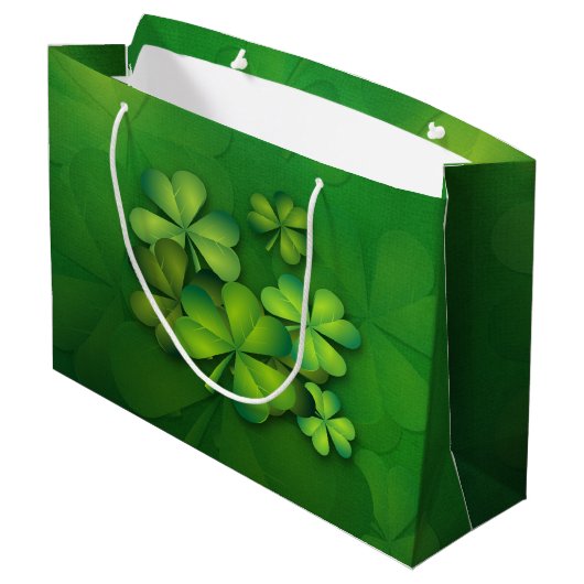 St Patrick's Day - Clovers/Shamrocks Large Cadeautasje (Achterkant Gekanteld)