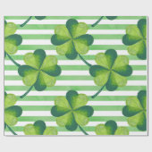 St. Patrick's Day Clovers Trendy Stripes Cadeaupapier (Vlak)