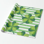 St. Patrick's Day Clovers Trendy Stripes Cadeaupapier (Uitgerold)