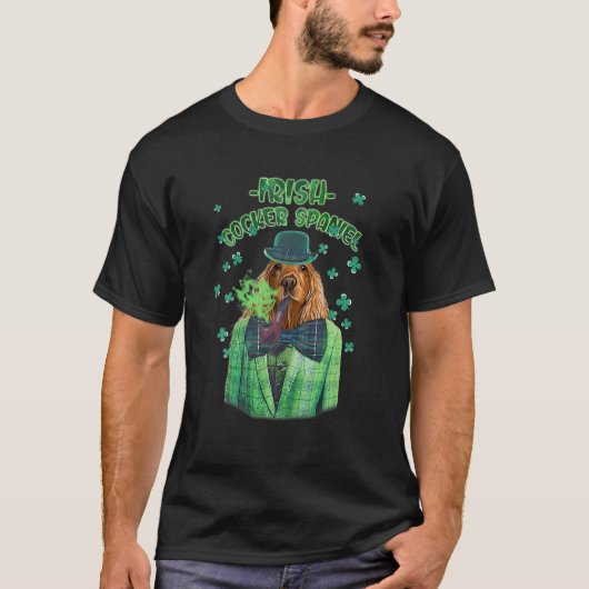 St. Patrick's Day Cocker Spaniel Dog Shamrock Clov T-shirt (Voorkant)