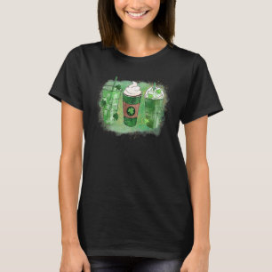 St Patricks Day Coffee Lucky Latte Green Irish Sha T-shirt