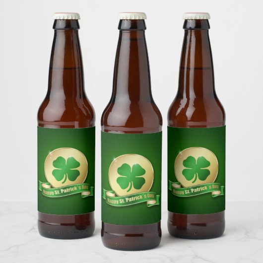 St. Patrick's Day Coin Shamrock Bier Etiket (Flessen)