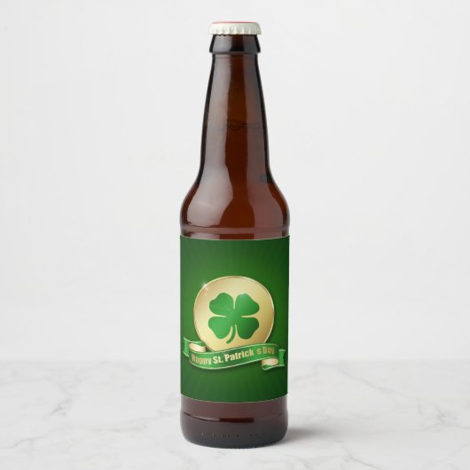 St. Patrick's Day Coin Shamrock Bier Etiket (Voorkant)