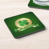 St. Patrick's Day Coin Shamrock Bier Onderzetter (Linkerzijde)
