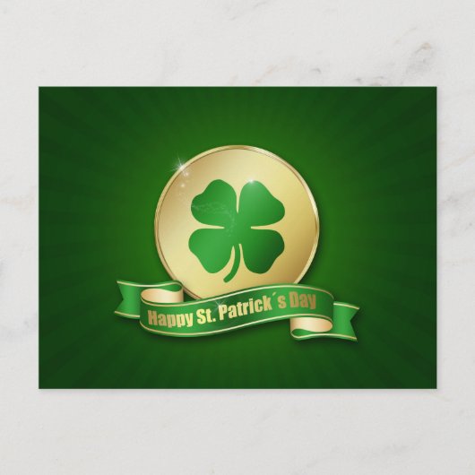 St. Patrick's Day Coin Shamrock Briefkaart (Voorkant)