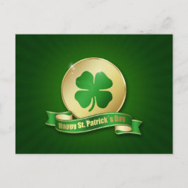 St. Patrick's Day Coin Shamrock Briefkaart