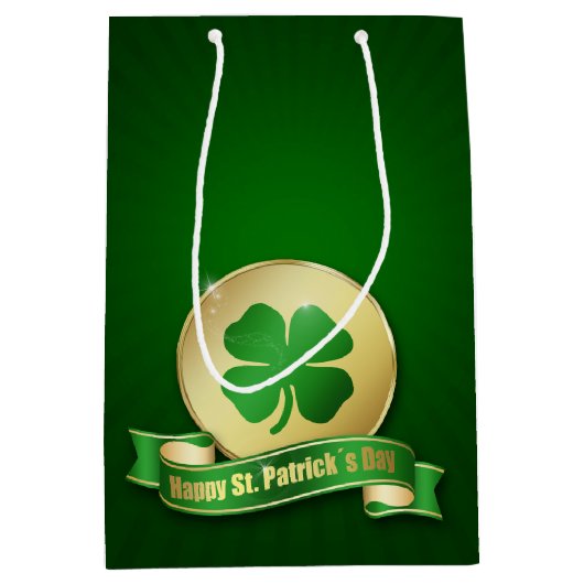 St. Patrick's Day Coin Shamrock Medium Cadeauzakje (Voorkant)