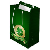 St. Patrick's Day Coin Shamrock Medium Cadeauzakje (Voorkant Gekanteld)
