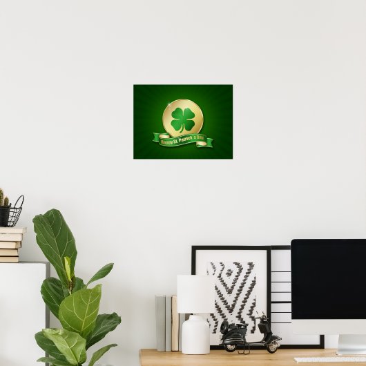 St. Patrick's Day Coin Shamrock Poster (Thuiskantoor)