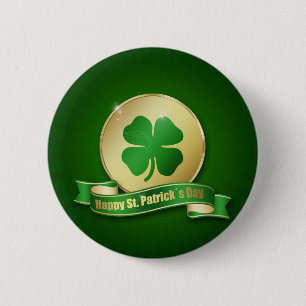 St. Patrick's Day Coin Shamrock Ronde Button 5,7 Cm