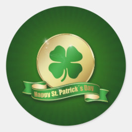 St. Patrick's Day Coin Shamrock Ronde Sticker
