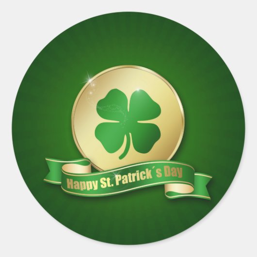 St. Patrick's Day Coin Shamrock Ronde Sticker (Voorkant)