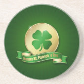 St. Patrick's Day Coin Shamrock Zandsteen Onderzetter (Voorkant)