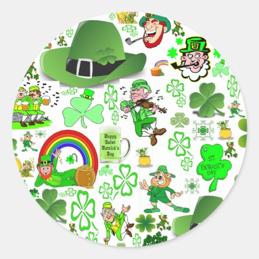 St Patrick's Day Collage Ronde Sticker (Voorkant)
