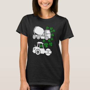 St Patrick's Day Concrete Mixer Road Roller Lucky T-shirt