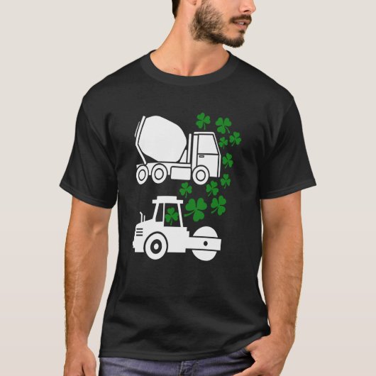 St Patrick's Day Concrete Mixer Road Roller Lucky T-shirt (Voorkant)