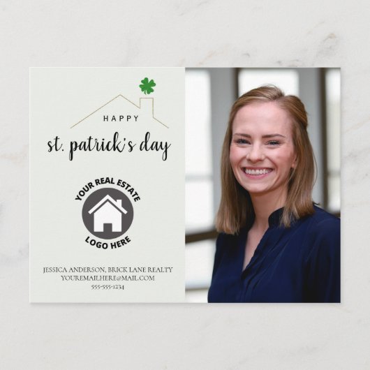 St. Patrick's Day Contact Info Realty Briefkaart (Voorkant)