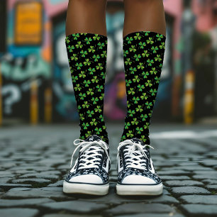 St. Patricks Day Cool Shamrock Patroon Groen Zwart Sokken