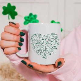 St. Patrick's Day Coquette Clover Heart Koffiemok