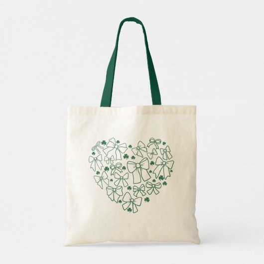 St. Patrick's Day Coquette en Klaverhart Tote Bag (Achterkant)