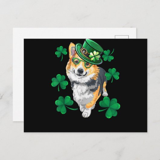 St Patrick's Day Corgi Briefkaart (Voorkant / Achterkant)