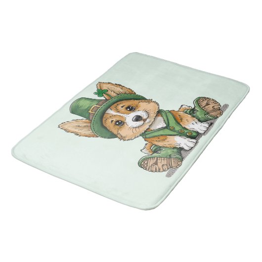St. Patrick's Day Corgi Dog Badmat (Gekanteld)