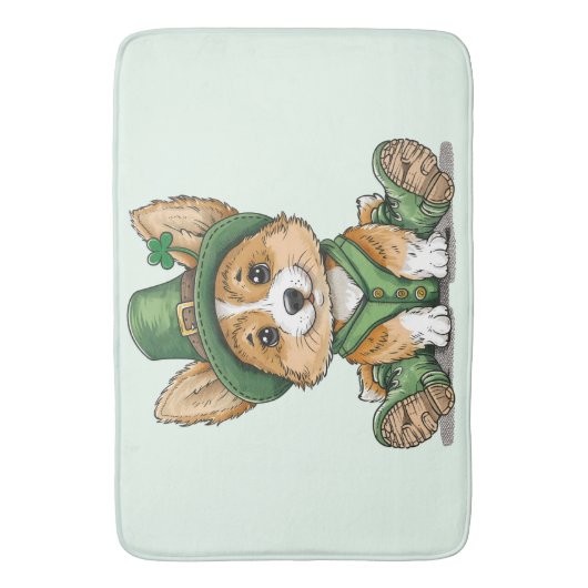 St. Patrick's Day Corgi Dog Badmat (Voorkant Verticaal)