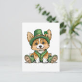 St. Patrick's Day Corgi Dog Feestdagenkaart (Staand voorkant)