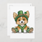 St. Patrick's Day Corgi Dog Feestdagenkaart (Voorkant / Achterkant)