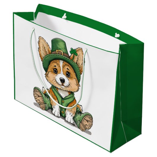 St. Patrick's Day Corgi Dog Groot Cadeauzakje (Achterkant Gekanteld)