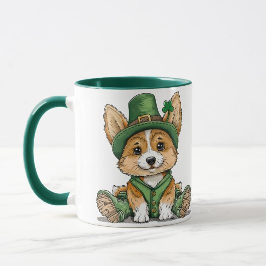 St. Patrick's Day Corgi Dog Mok (Links)