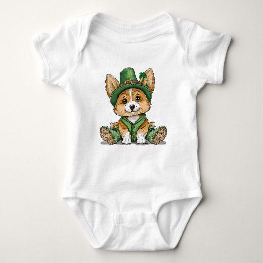 St. Patrick's Day Corgi Dog Romper (Voorkant)