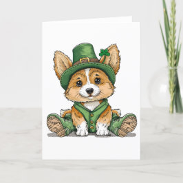 St. Patrick's Day Corgi Hond Feestdagen Kaart