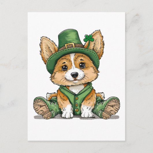 St. Patrick's Day Corgi-hond Feestdagenkaart (Voorkant)