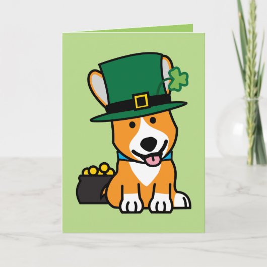 St. Patrick's Day Corgi Leprechaun Dog Puppy Doggy Kaart (Voorkant)