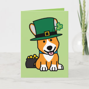 St. Patrick's Day Corgi Leprechaun Dog Puppy Doggy Kaart