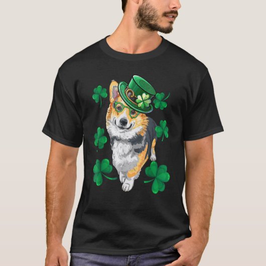 St Patrick's Day Corgi Leprechaun Pet Dog Lover T-shirt (Voorkant)