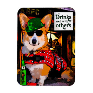 St Patrick's Day Corgi Magneet